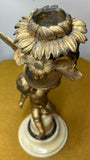 Late 19th Century French Art Nouveau Gilded Cherub Candle Holder – Marble Base