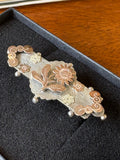 Antique Victorian Sterling Silver & Gold Floral Brooch, Birmingham 1886