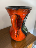 Vintage 1970s Poët-Laval Amphora Pottery Vase – Abstract Flower Motif