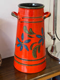 Vintage 1970s West German Pottery Milk Churn Vase – Floral Bargeware Style