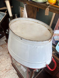 Vintage Enamel Tub with Red Trim – Rustic White Enamel Basin with Handles – 62cm x 40cm