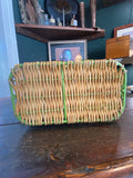 Vintage French Bottle Holder & Pourer – Metal & Wicker with Grape Leaves Design