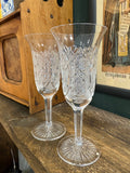 Pair of 1950s Bohemian Crystal Champagne Flutes