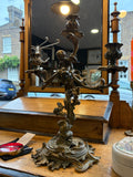 Antique Rococo Style Brass Candelabra with Cherub – Three-Armed