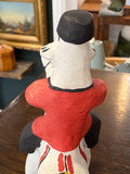 Vintage Russian Kargopol Folk Art Clay Toy Figurine – Red Jacket Horseman, Hand Painted