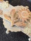 Antique Victorian Sterling Silver & Gold Floral Brooch, Birmingham 1886