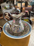 Large 20th Century Chinese Famille Rose Jug and Bowl