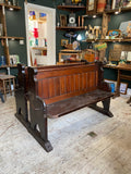 Antique Oak Church Pew with Carved Details – 126cm across