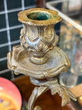Antique Rococo Style Brass Candelabra with Cherub – Three-Armed