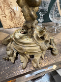 Antique Rococo Style Brass Candelabra with Cherub – Three-Armed