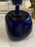 Cobalt Blue Heavy Glass Dice-Shaped Jar with Glass Stopper