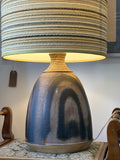 Large 1970s Iden Pottery Rye Table Lamp with Original Woven Shade