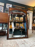 Edwardian mahogany framed mirror with thick glass, c.1900-1920, originally from a wardrobe door.