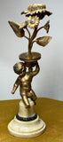 Late 19th Century French Art Nouveau Gilded Cherub Candle Holder – Marble Base