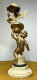 Late 19th Century French Art Nouveau Gilded Cherub Candle Holder – Marble Base