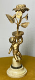 Late 19th Century French Art Nouveau Gilded Cherub Candle Holder – Marble Base