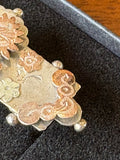 Antique Victorian Sterling Silver & Gold Floral Brooch, Birmingham 1886