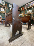 Antique Oak Church Pew with Carved Details – 126cm across