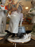 Mid-Century Lomonosov Porcelain Figurine – The Cook and the Cat – c.1960 – 18cm High