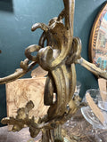 Antique Rococo Style Brass Candelabra with Cherub – Three-Armed
