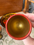 Vintage Russian Khokhloma Egg Cups & Tray Set – Hand Painted Folk Art (6 Pieces)