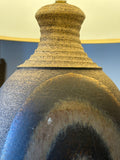 Close-up of Iden Pottery lamp base with textured glaze