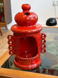 Vintage Pan Keramik Goebel Red Ceramic Tealight Holder, West Germany, 1970s