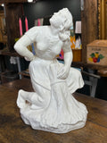 White Soviet porcelain figure of woman kneeling peasant woman with sheaf, Gorodnitsa Factory, 1950s-60s