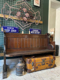 Antique Oak Church Pew with Carved Details – 126cm across
