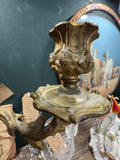 Antique Rococo Style Brass Candelabra with Cherub – Three-Armed