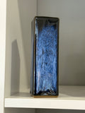 Vintage West German Square Vase – Smooth Cobalt Blue Glaze, Mid-Century Pottery (15cm)