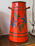 Vintage 1970s West German Pottery Milk Churn Vase – Floral Bargeware Style