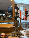 Antique Rococo Style Brass Candelabra with Cherub – Three-Armed