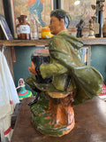 Rare 1950s Glazed Pottery Statue – WWII Soviet Soldier Playing Accordion – 45cm