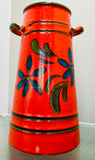 Vintage 1970s West German Pottery Milk Churn Vase – Floral Bargeware Style
