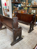 Antique Oak Church Pew with Carved Details – 126cm across