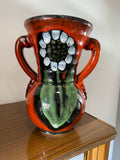 Vintage 1970s Poët-Laval Amphora Pottery Vase – Abstract Flower Motif