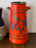 Vintage 1970s West German Pottery Milk Churn Vase – Floral Bargeware Style