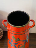 Vintage 1970s West German Pottery Milk Churn Vase – Floral Bargeware Style