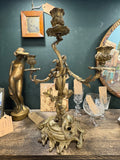 Antique Rococo Style Brass Candelabra with Cherub – Three-Armed