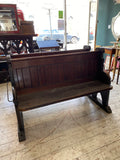 Antique Oak Church Pew with Carved Details – 126cm across
