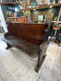 Antique Oak Church Pew with Carved Details – 126cm across
