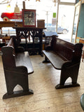 Antique Oak Church Pew with Carved Details – 126cm across