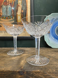 Pair of 1950s Bohemian Cut Crystal Coupes
