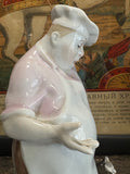 Mid-Century Lomonosov Porcelain Figurine – The Cook and the Cat – c.1960 – 18cm High