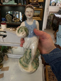 1950s Gorodnitsa Porcelain Figurine – Uzbek Boy Carrying Watermelons – 23cm High