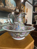 Large 20th Century Chinese Famille Rose Jug and Bowl