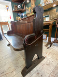 Antique Oak Church Pew with Carved Details – 126cm across