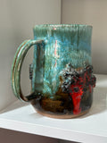 Vintage Glit Iceland Lava Pot / Pitcher – Multicolour Drip Glaze, 14cm