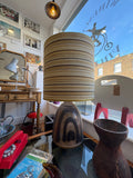 Large 1970s Iden Pottery Rye Table Lamp with Original Woven Shade
